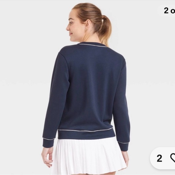 All in Motion Dark Blue Cardigan with White Trim. Like New! Size XS - Picture 2 of 9